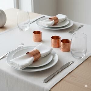 Coppercraft Guild Copper Napkin Rings Set of 4 Floral Etched 1970s MCM